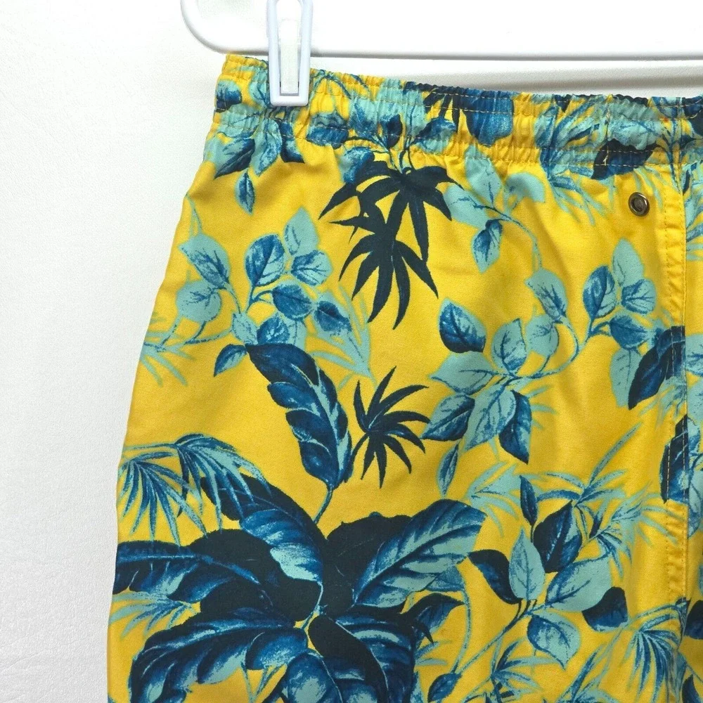Trunks Surf & Swim Board Shorts Mens Medium Floral Print Elastic Waist No Lining